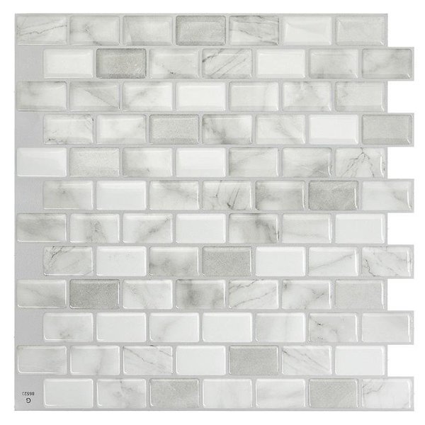 Smart Tiles Mosaik Series Wall Tile, 974 in L Tile, 98 in W Tile, Ravenna Roma Pattern, Vinyl SM1103G-04-QG